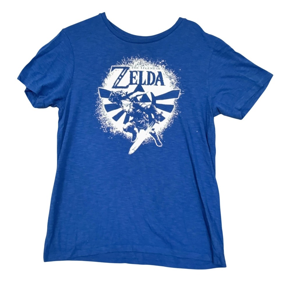 The‎ Legend Of Zelda Shirt Mens Large Blue Link Triforce Graphic Tee Nintendo